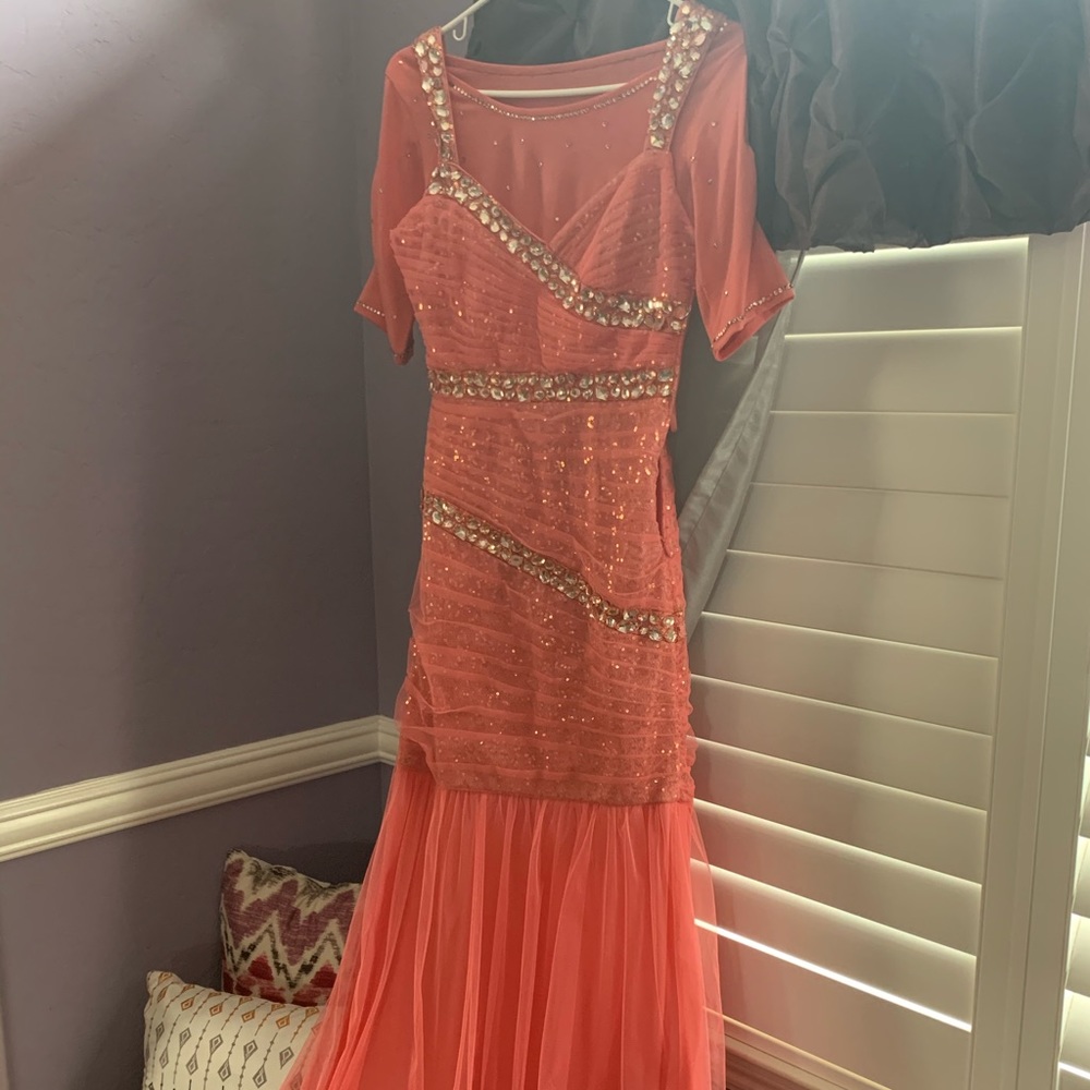 Peach colored prom dress REMOVABLE SHIRT INCLUDED